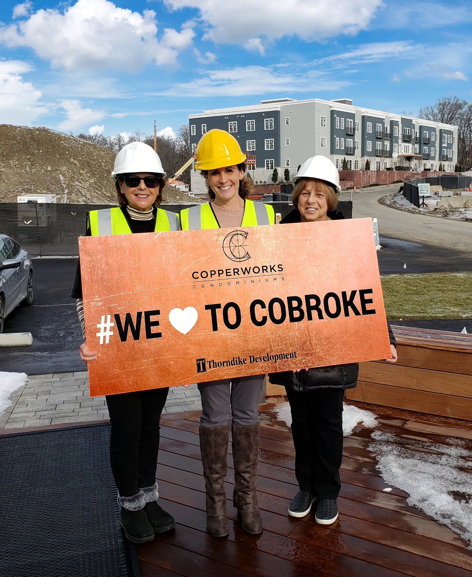Thorndike's famous "We Love To Co-Broke Sign" at Copperworks in Canton, MA