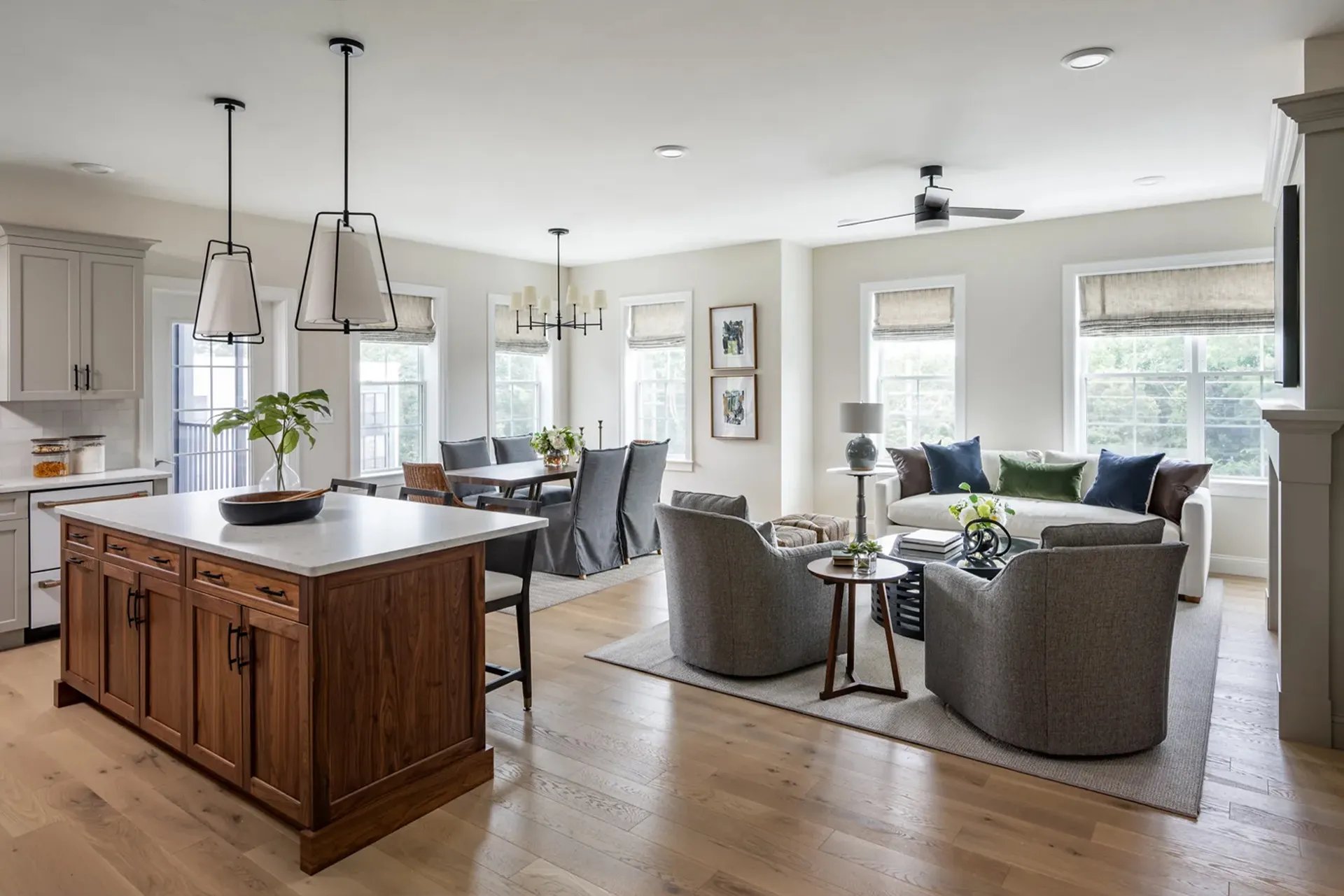 Open Plan Kitchen, Dining Living Room in the Wind at Featherwinds in Halifax MA