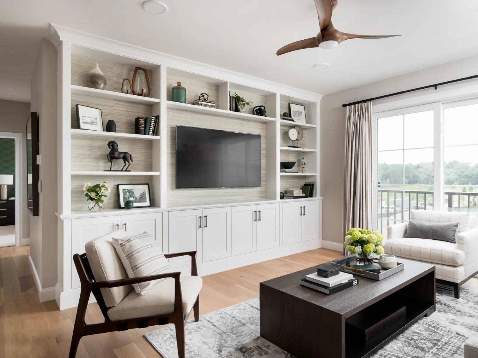Living area at model home in Canton, MA