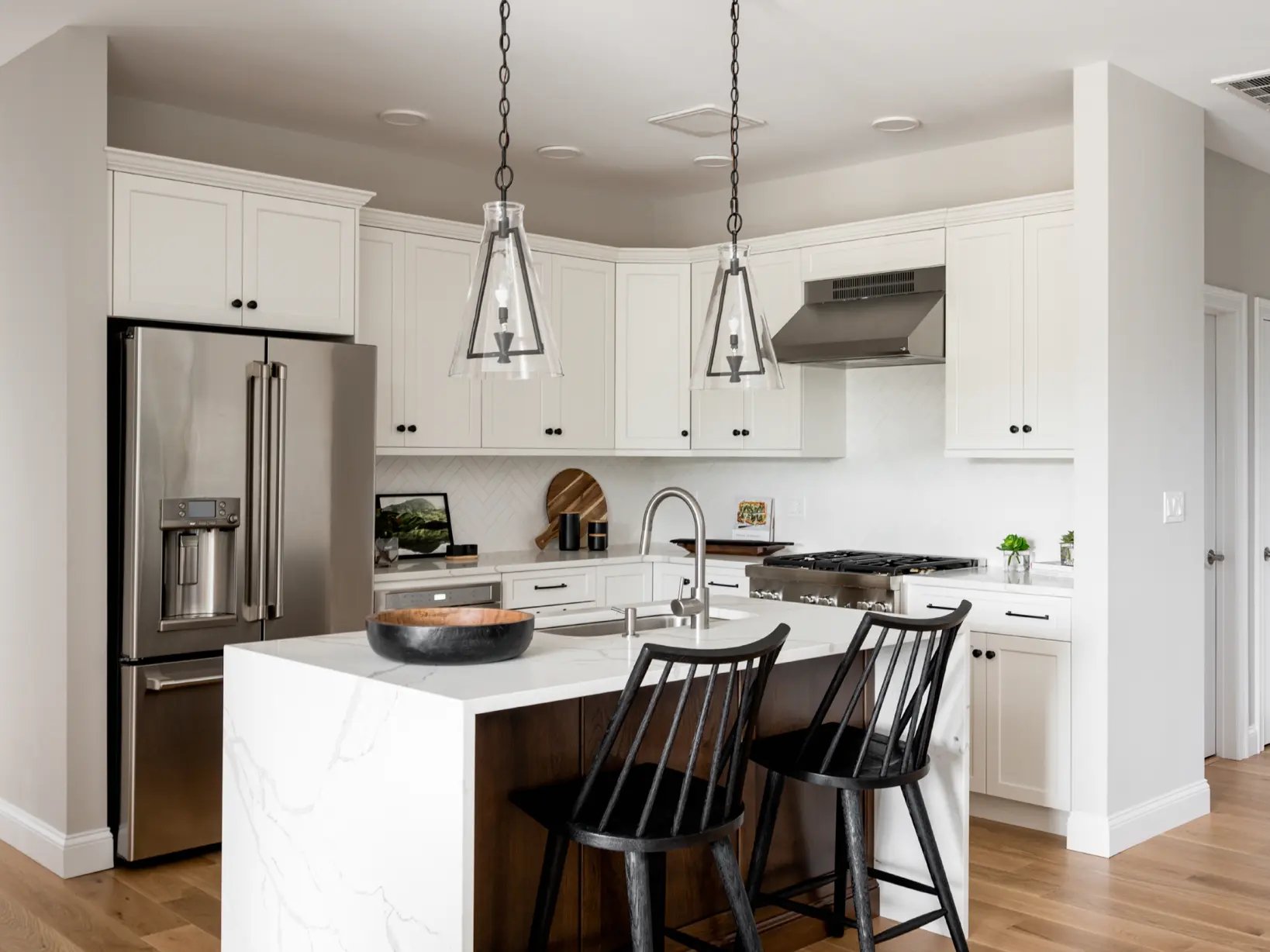 Kitchen area in model home in Canton, MA