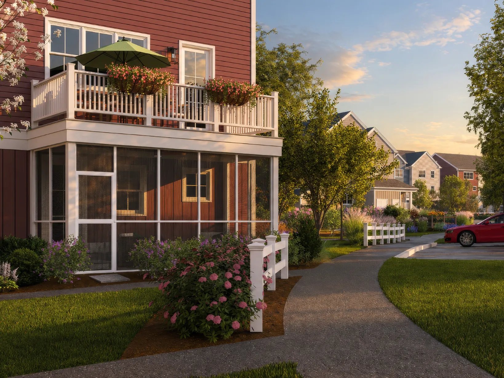 The Elm Mod Floorplan Screen Porch option at Larkwood