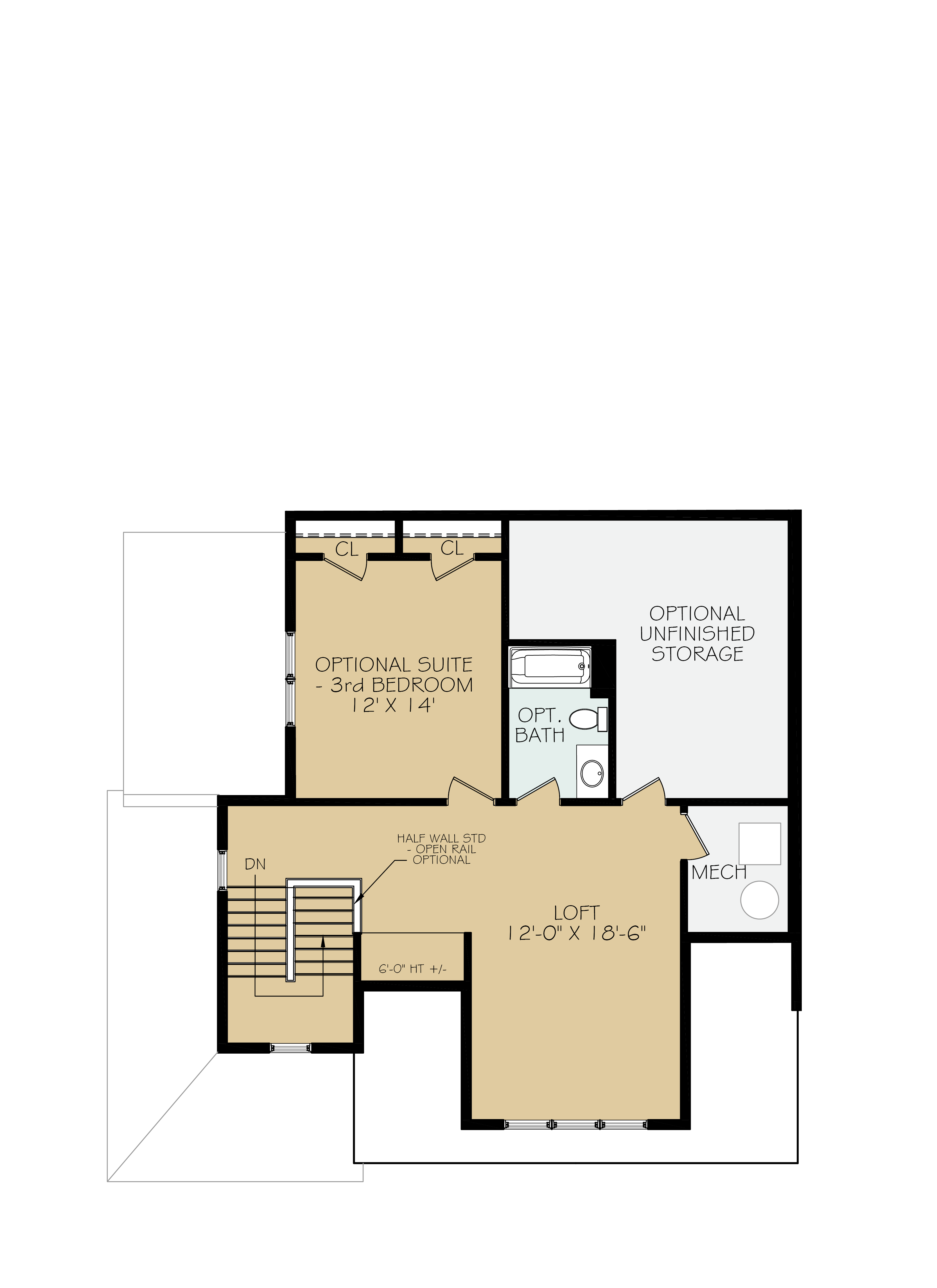 The Pine: Opt. Third Bedroom and Bathroom