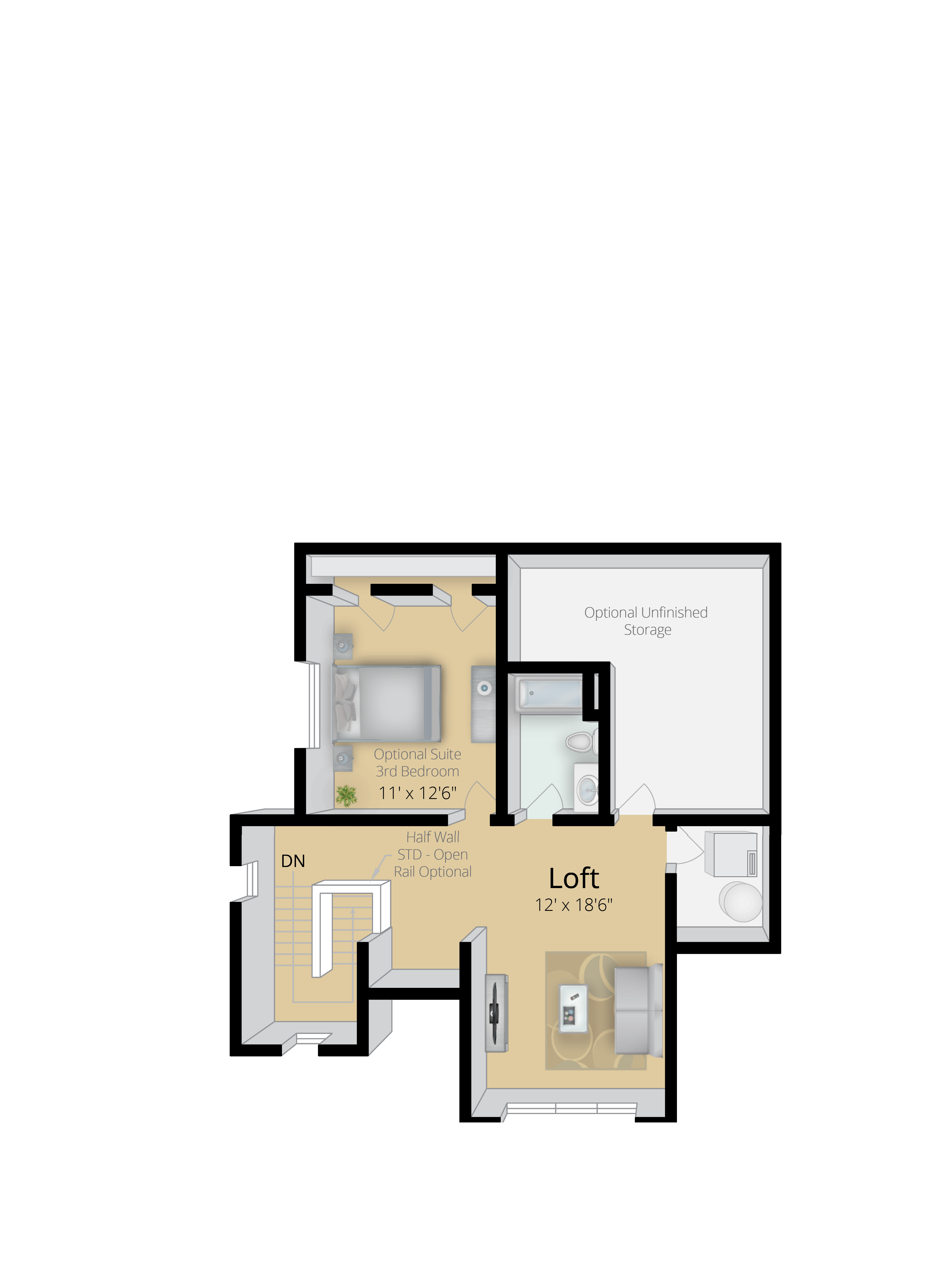 The Pine: Opt. Third Bedroom and Bathroom