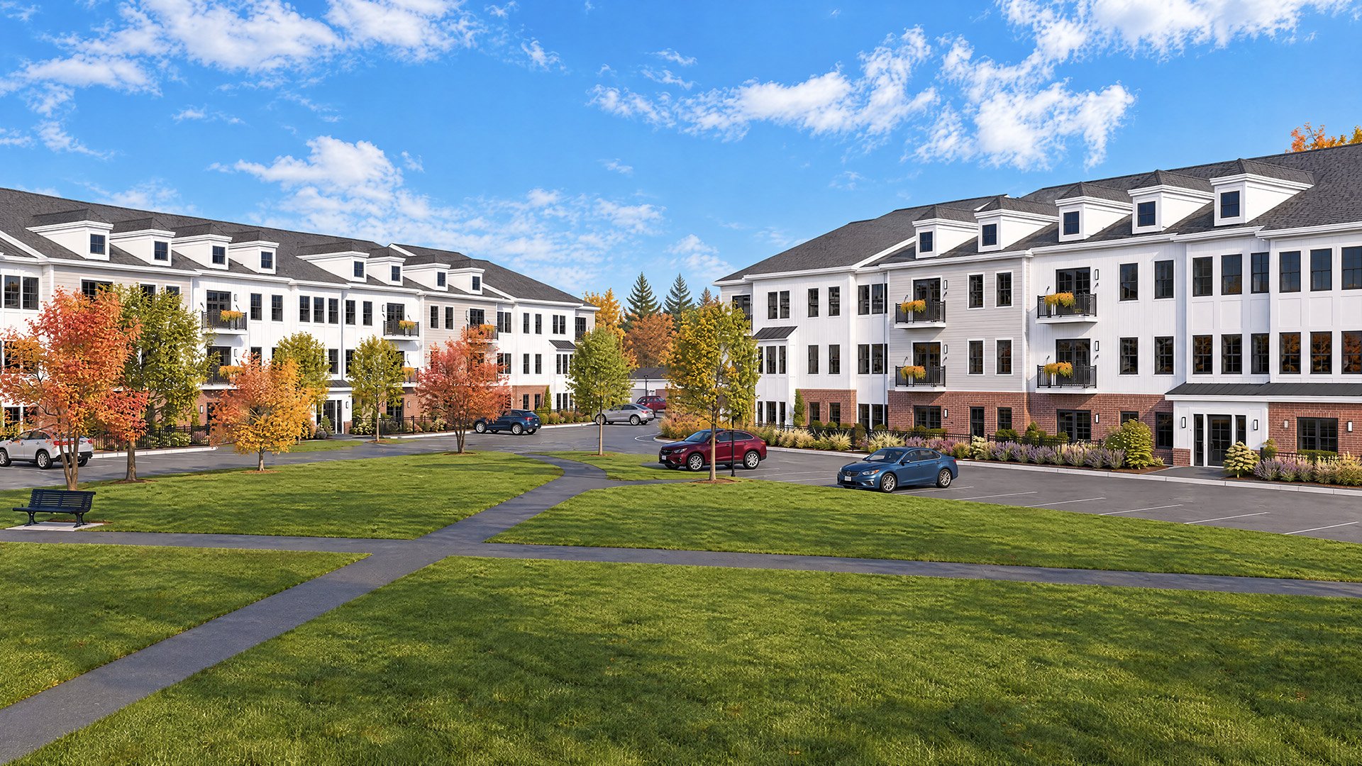 Rendering of the Central Green at Featherwinds in Halifax MA