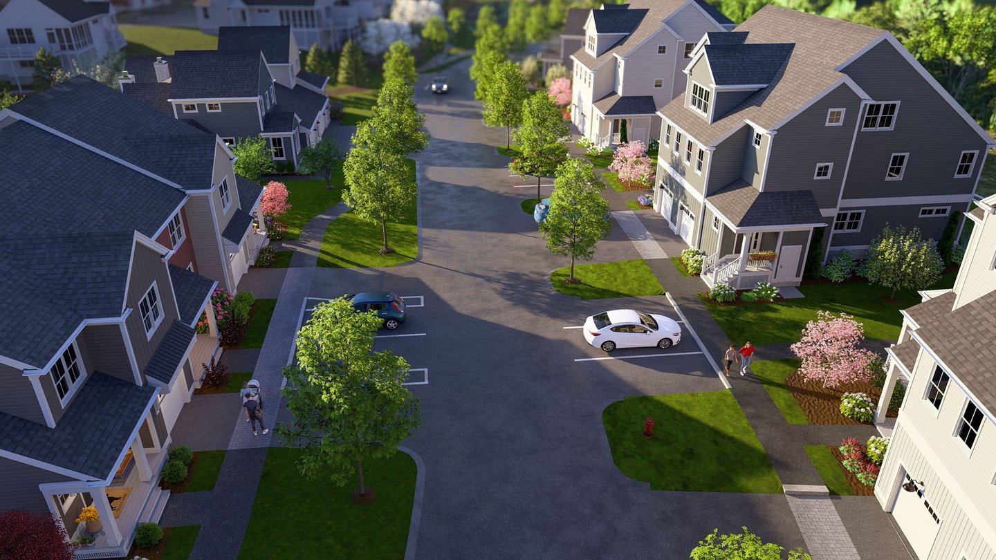 Aerial view of Alden's Reach new construction neighborhood by Thorndike Development in Plymouth MA