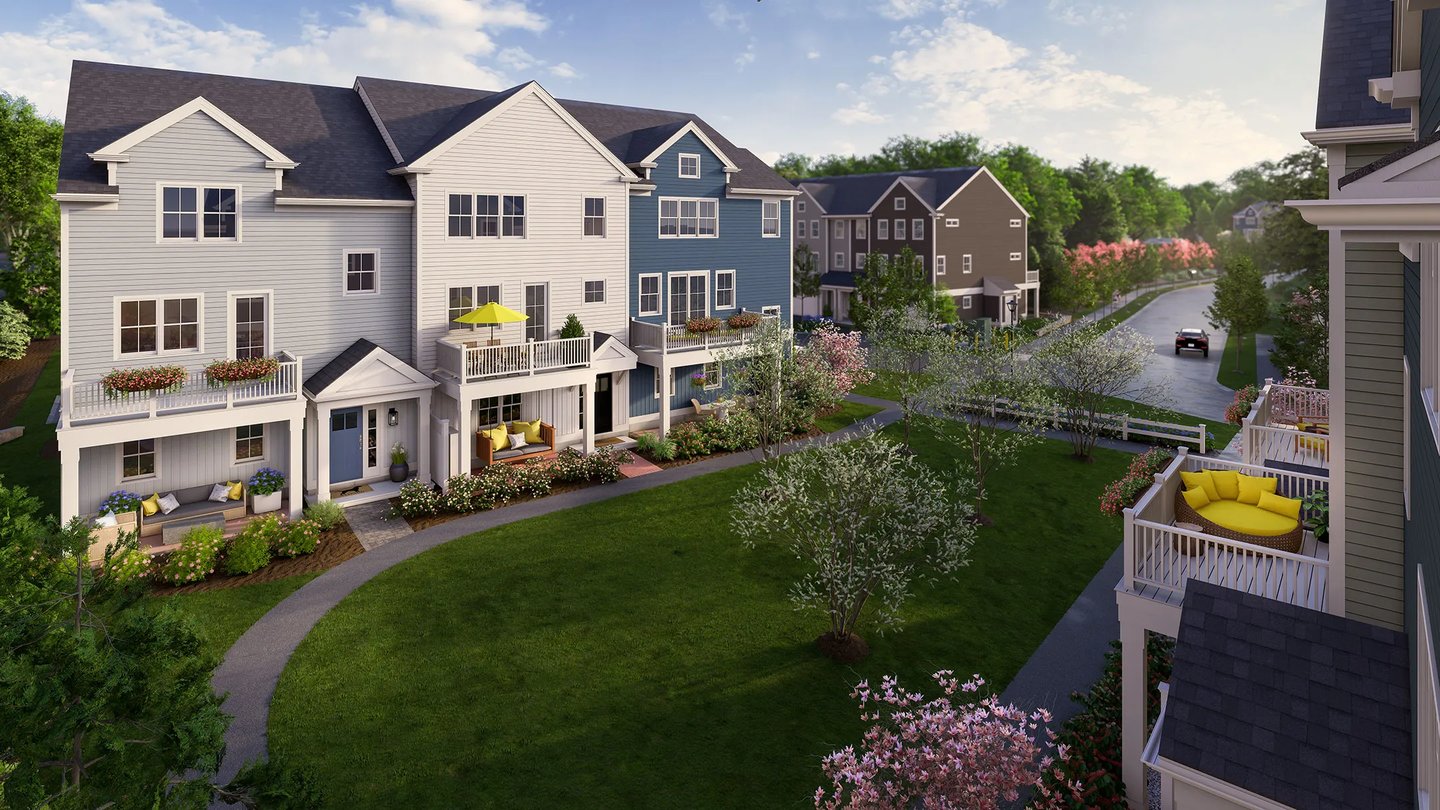 Private courtyards at Larkwood in Raynham MA