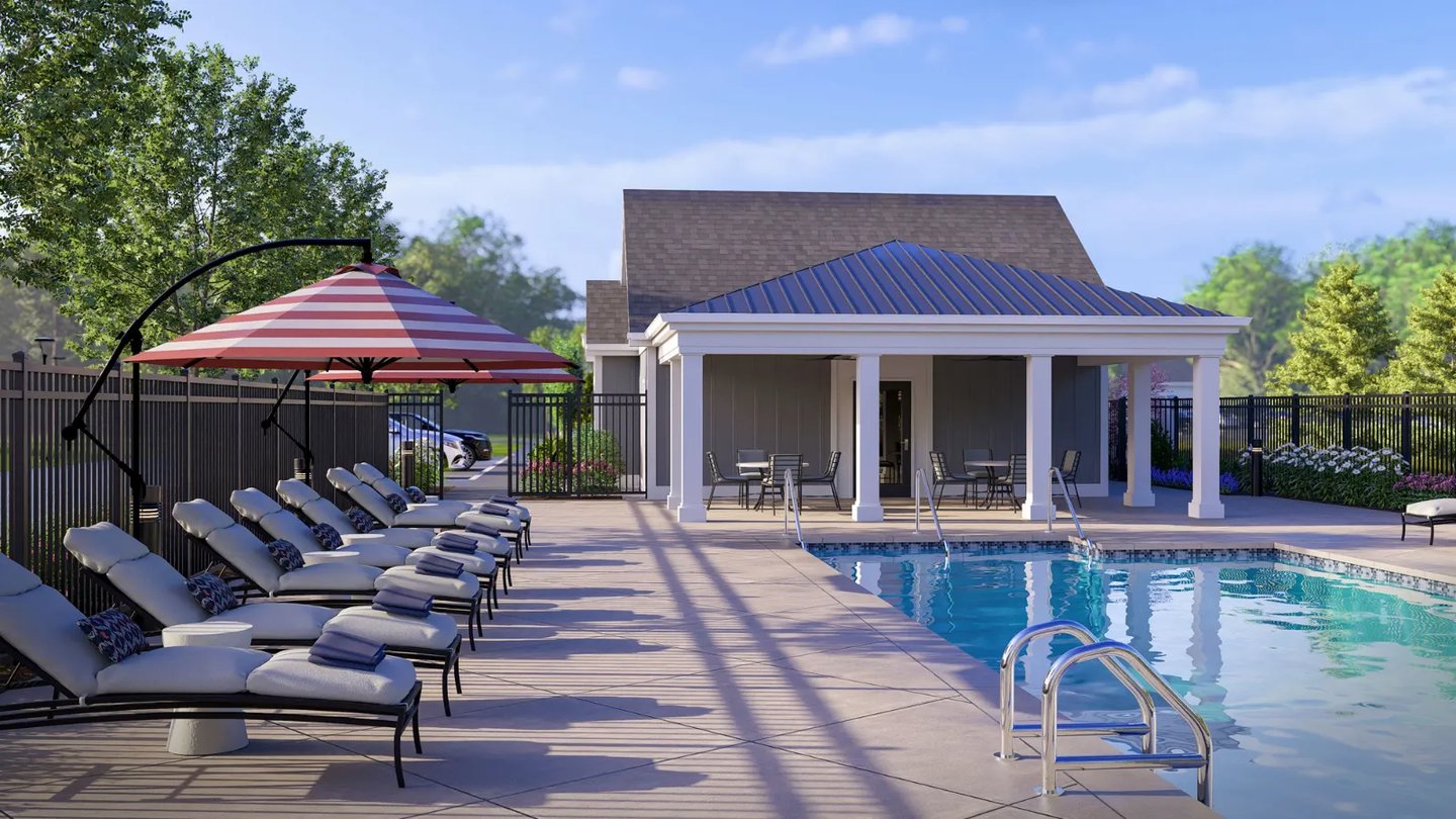 Pool and poolhouse at Featherwinds in Halifax MA