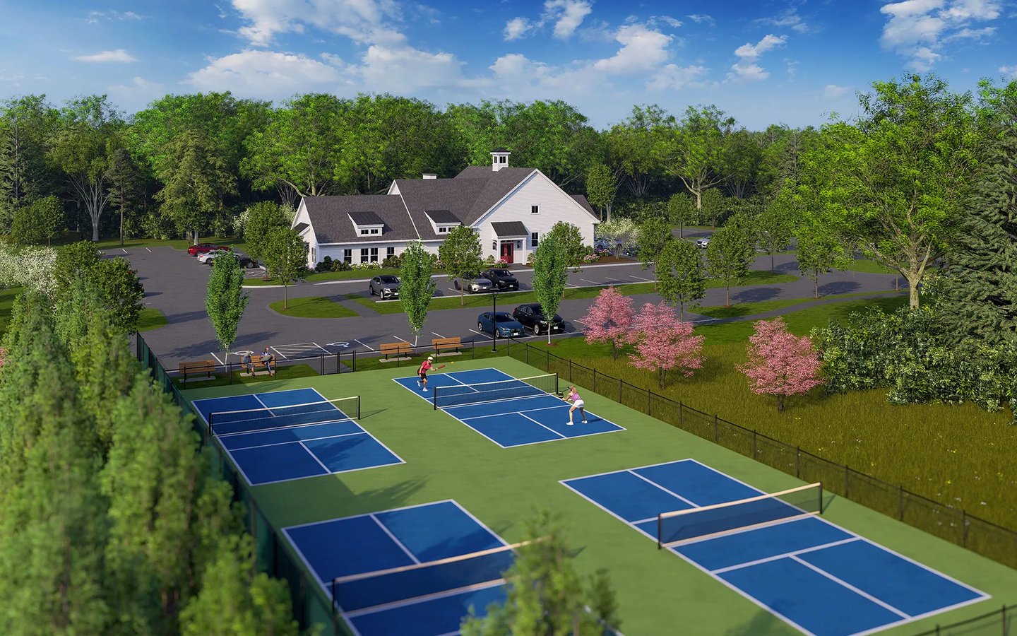 Pickleball courts and Halifax Senior Center at Featherwinds 55+ community in Halifax MA