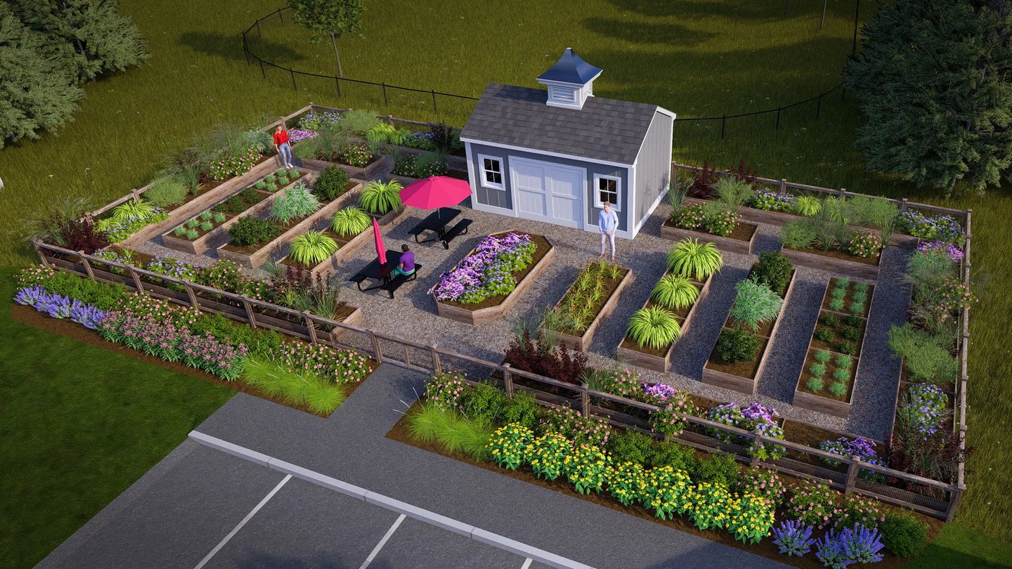 Raised-bed Victory Gardens at Featherwinds 55+ community in Halifax MA